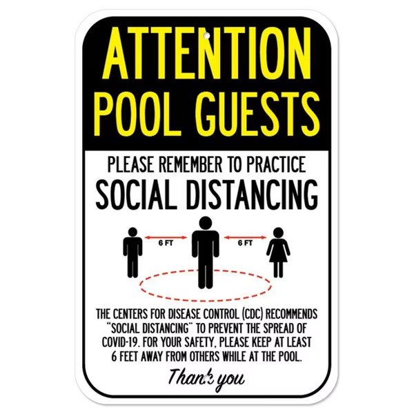 Public Safety Sign-Pool Guests Practice Social Distancing, Heavy-Gauge, 12